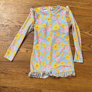 SHEIN Blue and Yellow Floral Kids Rashguard